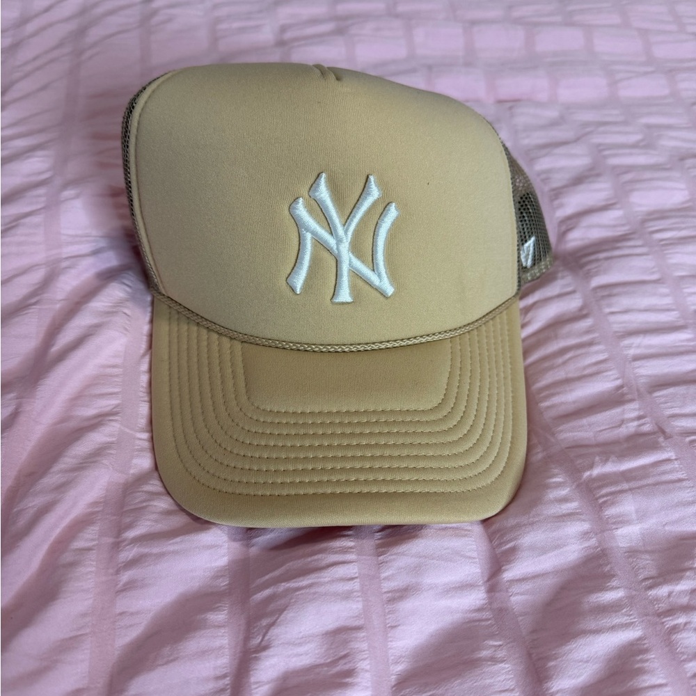 Tan NY Logo Mesh Back Cap